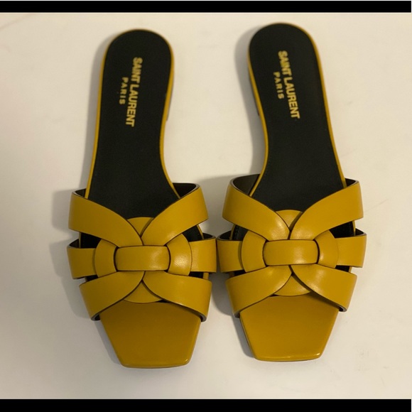 Saint Laurent Shoes - SAINT LAURENT  TRIBUTE YELLOW MUSTARD LEATHER NU